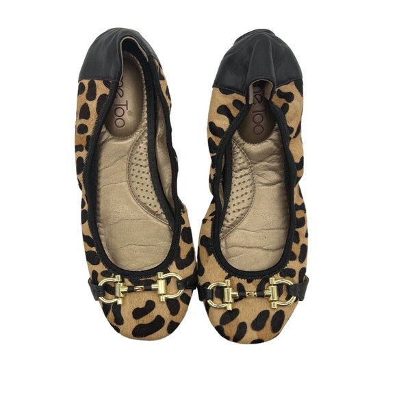 ME TOO Olympia Ballet Flat Cheetah print w/Silver Chain Size 7 - Picture 1 of 11